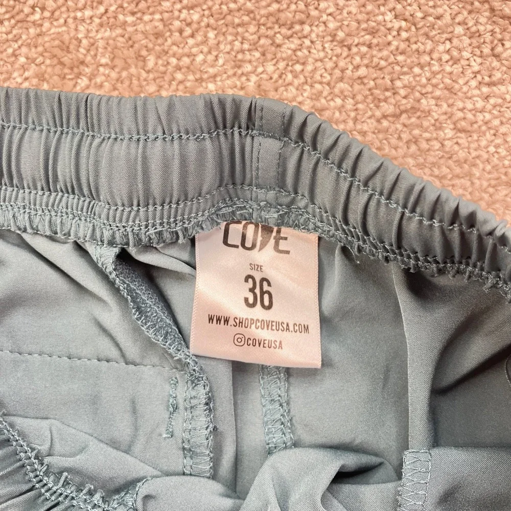Cove Mens 36 Hyrid Teal Blue Elastic Waist Drawstring Shorts Gym Running